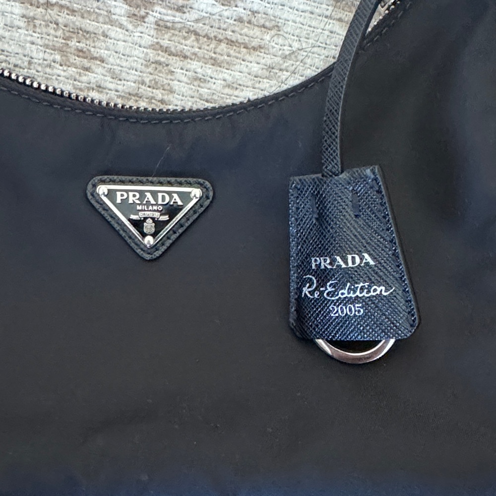Prada Black Nylon Shoulder Bag with Silver Chain - Picture 3 of 7